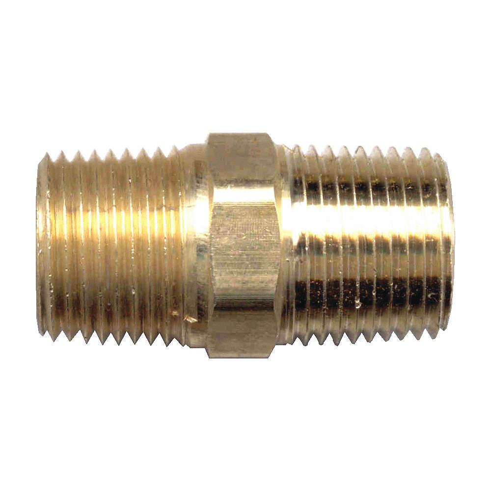1/4 NPT threaded male to 1/4 NPT threaded male nipple union