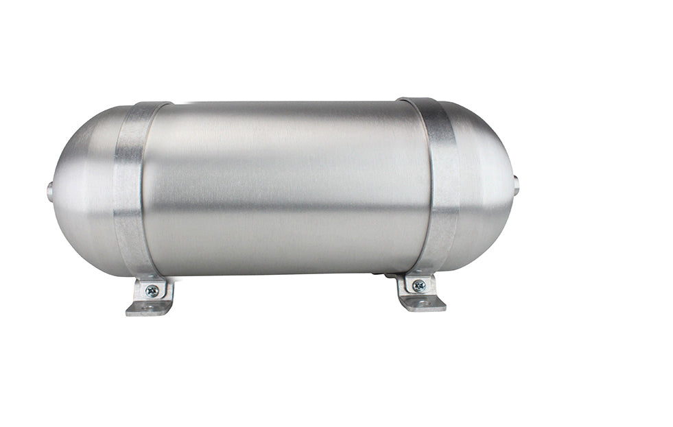 Seamless Tanks Aluminim Air Tank 18" Length 6.625" Diameter, (5) 1/4" Ports, 200psi Rated, 2 Gallons